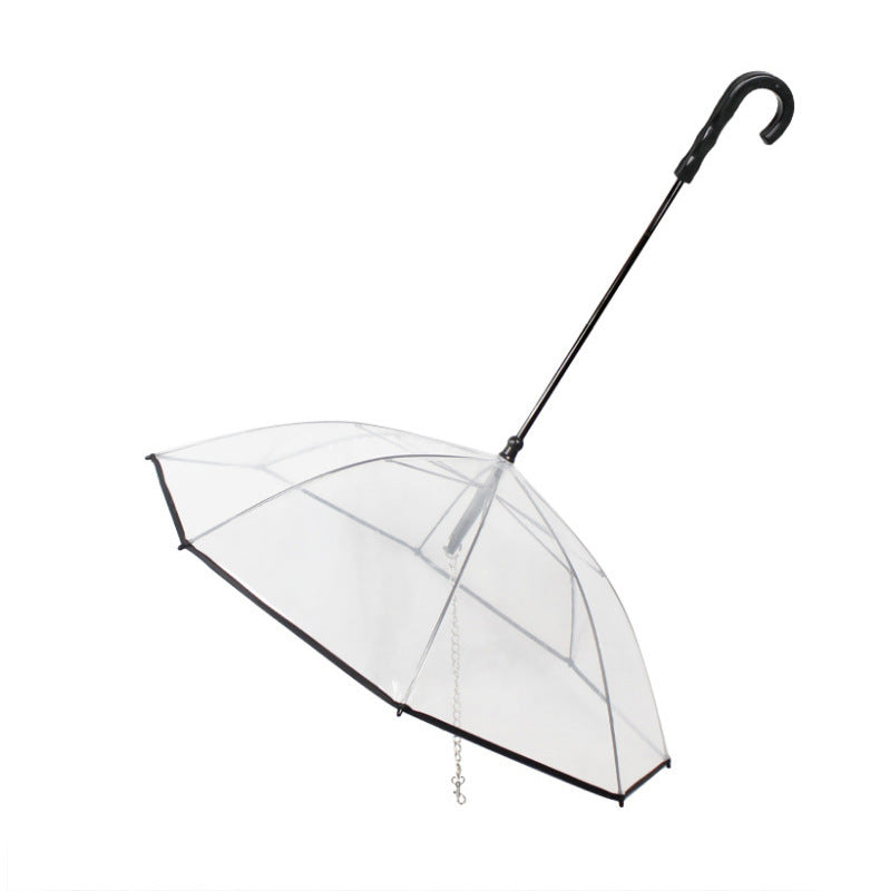 Dog's Transparent Umbrella With Traction Chain Removable Umbrella. Keep your Dog dry in wet weather