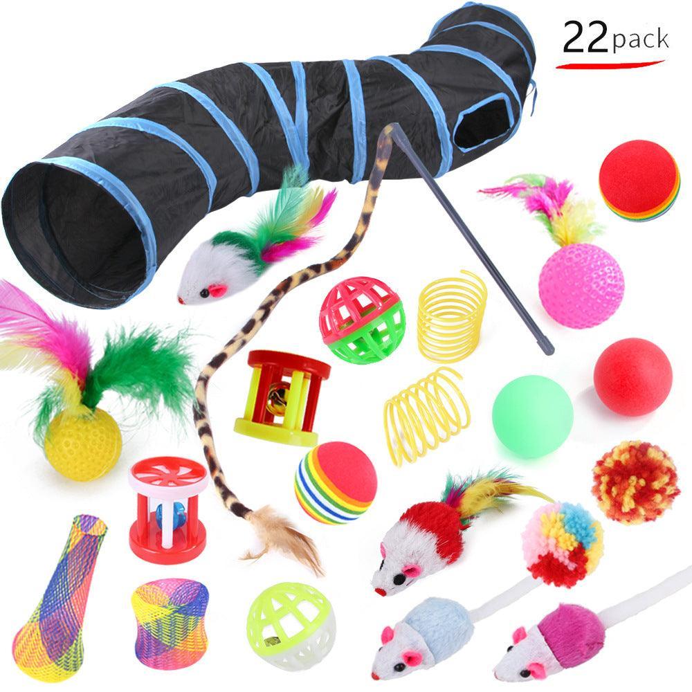 22-Piece Funny Cat Toy Set With Cat Tunnel - Interactive Pet Toys For Endless Fun-6
