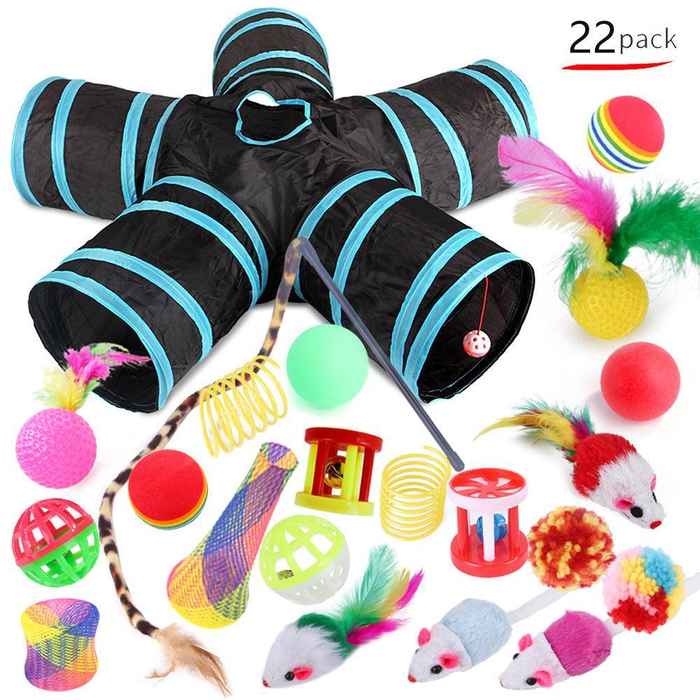22-Piece Funny Cat Toy Set With Cat Tunnel - Interactive Pet Toys For Endless Fun-8