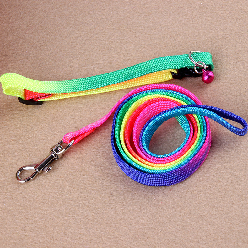 Round rainbow color cat leash dog chain