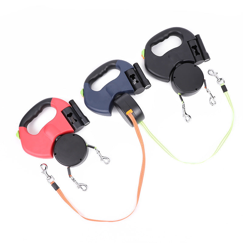 Retractable Multi Dog Leash For Small Dogs Reflective Dual Pet Leash Lead 360 Swivel