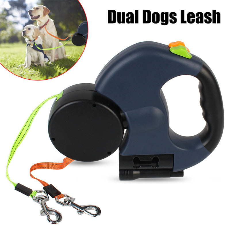 Retractable Multi Dog Leash For Small Dogs Reflective Dual Pet Leash Lead 360 Swivel