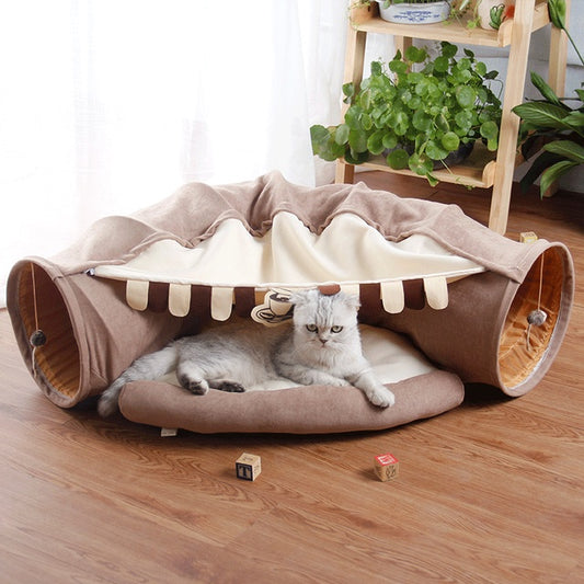 Pet Cats/Kittens Tunnel Interactive Play Toy Mobile Collapsible Bed Tunnels Indoor