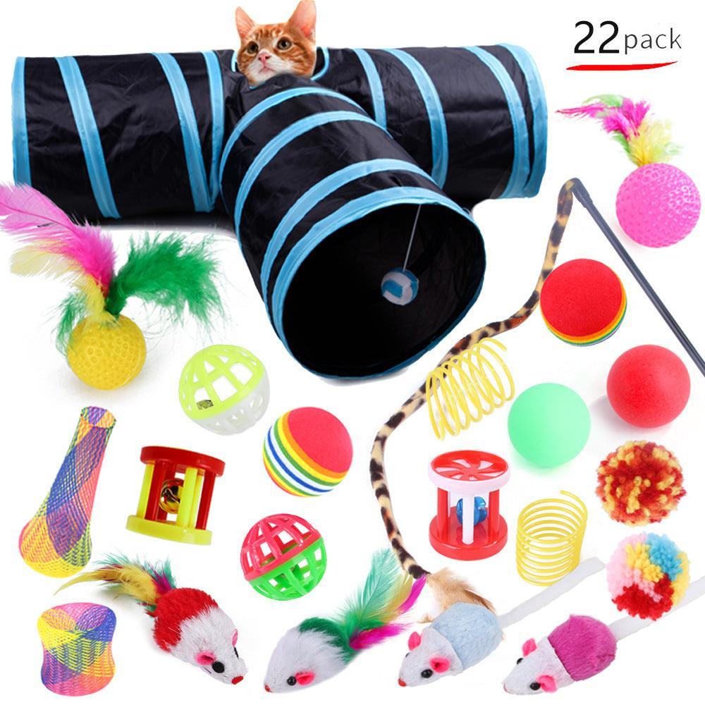 22-Piece Funny Cat Toy Set With Cat Tunnel - Interactive Pet Toys For Endless Fun-7
