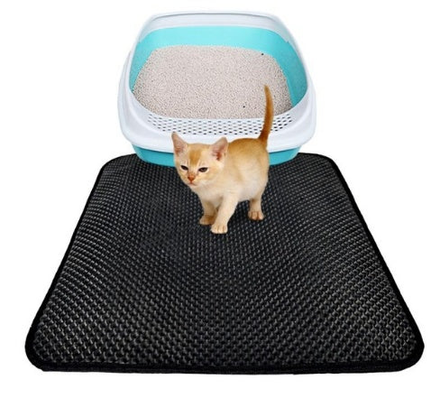 Double Layer Litter Cat Pads Pet Cat Litter Mat Trapping Pets Litter Box Mat. No more constant sweeping