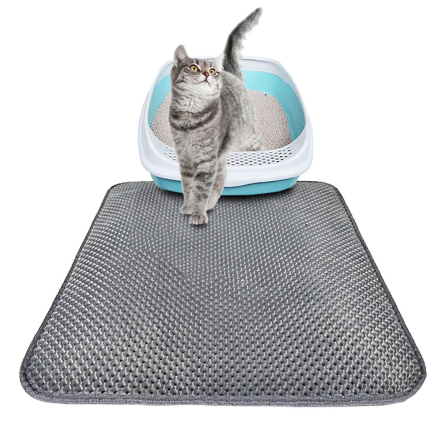 Double Layer Litter Cat Pads Pet Cat Litter Mat Trapping Pets Litter Box Mat. No more constant sweeping