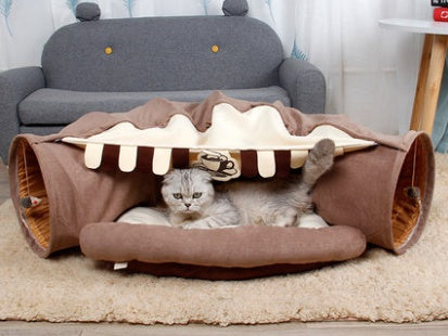 Pet Cats/Kittens Tunnel Interactive Play Toy Mobile Collapsible Bed Tunnels Indoor