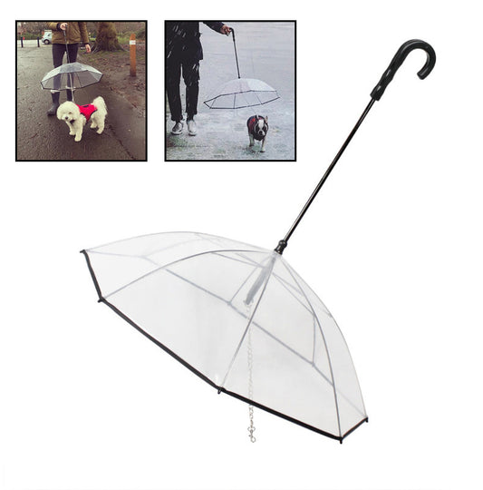 Dog's Transparent Umbrella With Traction Chain Removable Umbrella. Keep your Dog dry in wet weather