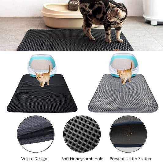 Double Layer Litter Cat Pads Pet Cat Litter Mat Trapping Pets Litter Box Mat. No more constant sweeping